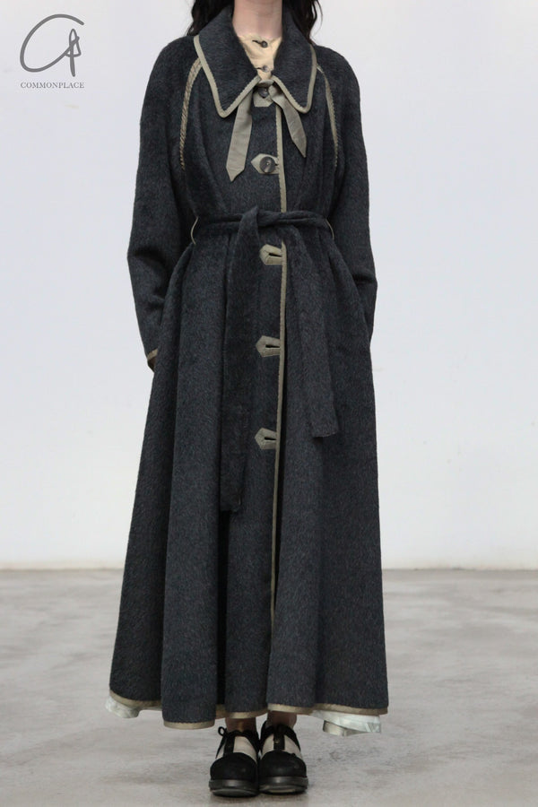 MUTEDANCE long coat with tie belt MD23FW62 gray PM99